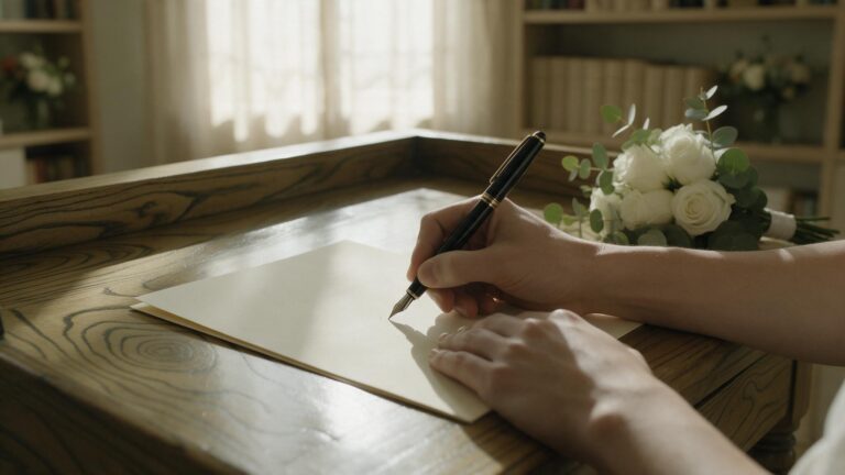 Pareja firmando el acta de matrimonio ante notaría en Colombia